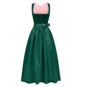 Perfect Midi Green Dirndl Dress For Oktoberfest 008